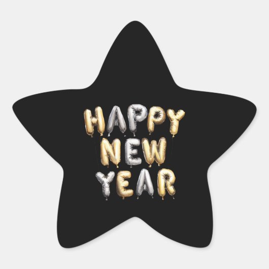 ブラックゴールドグレー謹賀新年 星シール (正面)