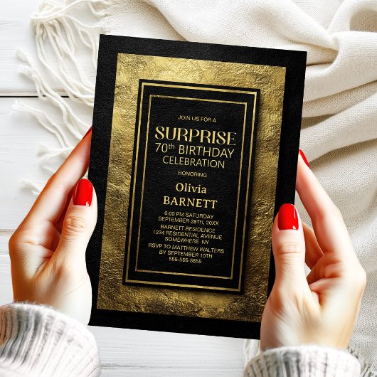 ブラックゴールドサプライズ70歳誕生日パーティー 招待状