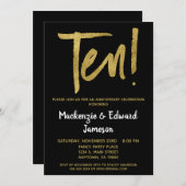 ブラックゴールドスクリプト 10周年招待状 招待状 (正面/裏面)