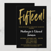 ブラックゴールドスクリプト 15周年招待状 招待状 (正面/裏面)