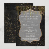 ブラックゴールドスターブリングアニバーサリー パーティー招待状 招待状 (正面/裏面)