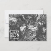 ブラックゴールドストライプフォイルQRコードバック結婚ズ 出欠カード (裏面)