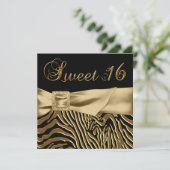 ブラックゴールドゼブラSweet 16 誕生日パーティー 招待状 (スタンド正面)