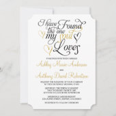 ブラックゴールドソウルラブハートウェディング招待状 招待状 (正面)