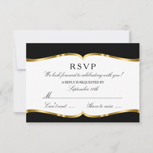 ブラックゴールドダマスク結婚式招待状の返信 出欠カード (裏面)