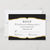 ブラックゴールドダマスク ウェディング 招待状への返信 出欠カード (裏面)