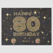 ブラックゴールドダンシングディスコボール80歳の誕生日おめでとう 薄葉紙 (正面)