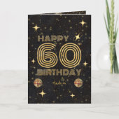 ブラックゴールドダンシングディスコボール 60歳の誕生日おめでとう カード (正面)