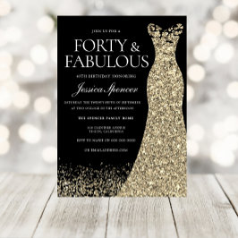 ブラックゴールドドレス 女性の40歳誕生日パーティー 招待状