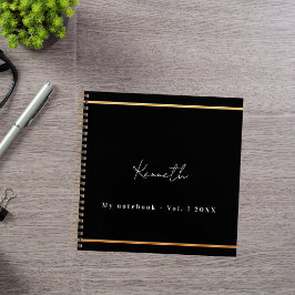 ブラックゴールドネームスクリプトミニマリスト ノートブック