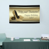 ブラックゴールドハイヒール靴誕生日パーティー 横断幕 (トレードショー)