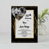 ブラックゴールドハーツフォト 50周年 箔招待状 (立ち正面)