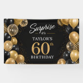 ブラックゴールドバルーン 60歳の誕生日 横断幕 (横)