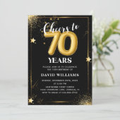 ブラックゴールドバルーン 70歳の誕生日パーティーの招待状 招待状 (スタンド正面)