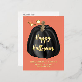 ブラックゴールドパンプキン ハッピーハロウィン 箔シーズンポストカード