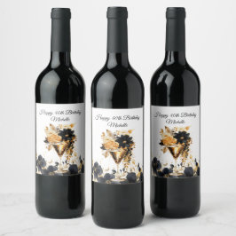 ブラックゴールドパーティカクテル飲み物フラワー ワインラベル