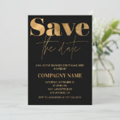 ブラックゴールドビジネスのパーティー招待状 日程を保存 招待状 (スタンド正面)