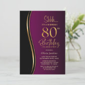 ブラックゴールドピンクサプライズ80歳の誕生日 招待状 (スタンド正面)