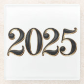 ブラックゴールドフェイクフォイル2025年ガラスコースター ガラスコースター (正面)