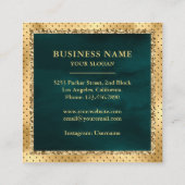 ブラックゴールドフォイルカスタムティール(緑がかった色)ケーキベーカリー スクエア名刺 (裏面)