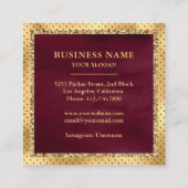 ブラックゴールドフォイルカスタムブルグンディケーキベーカリー スクエア名刺 (裏面)