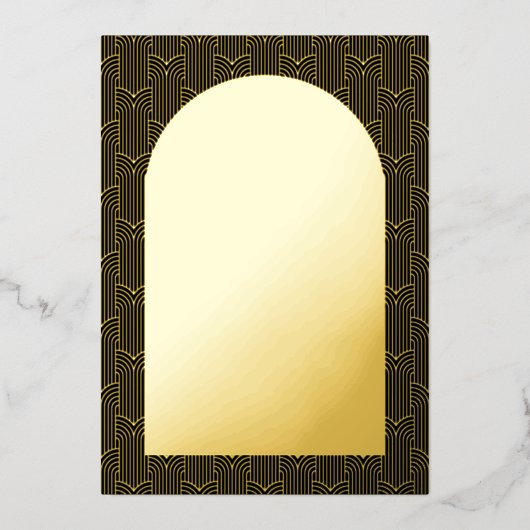 ブラックゴールドフォイルカードの日付を保存 箔招待状 (正面)