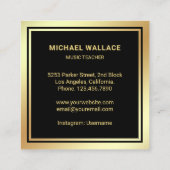 ブラックゴールドフォイルギターミュージック先生ギタリスト スクエア名刺 (裏面)