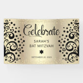 ブラックゴールドフォイルバルミツワーライフスクリプトの木 横断幕 (横)