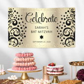 ブラックゴールドフォイルバルミツワーライフスクリプトの木 横断幕