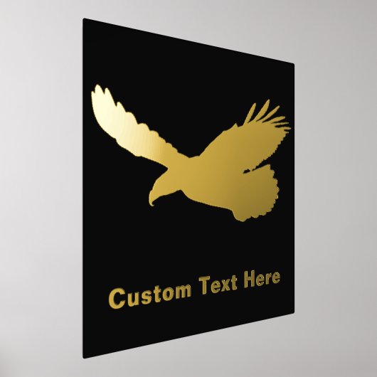 ブラックゴールドフォイルプリントイーグル飛んでいる-カスタム文字 箔ポスター (レイダウン)