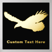 ブラックゴールドフォイルプリントイーグル飛んでいる-カスタム文字 箔ポスター (正面)