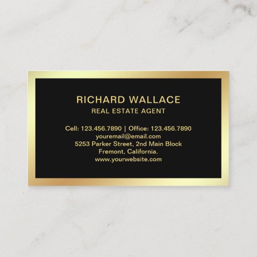 ブラックゴールドフォイルホームロゴ実在エステートエージェント 名刺 (裏面)