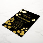 ブラックゴールドフォイルボタニカルキンセアニラ招待状 箔シーズンカード (回転した状態)