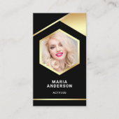 ブラックゴールドフォイルモデル女優QRコードフォト 名刺 (正面)