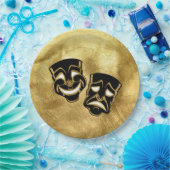 ブラックゴールドフォイル喜劇と悲劇結婚の ペーパープレート (パーティー)