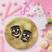 ブラックゴールドフォイル喜劇と悲劇結婚の ペーパープレート (パーティー)