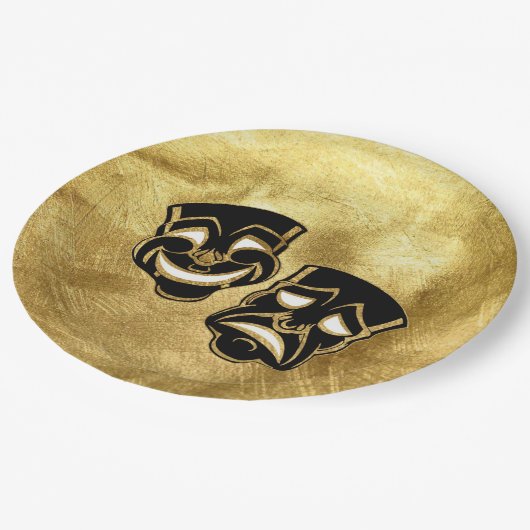 ブラックゴールドフォイル喜劇と悲劇結婚の ペーパープレート (アングル)