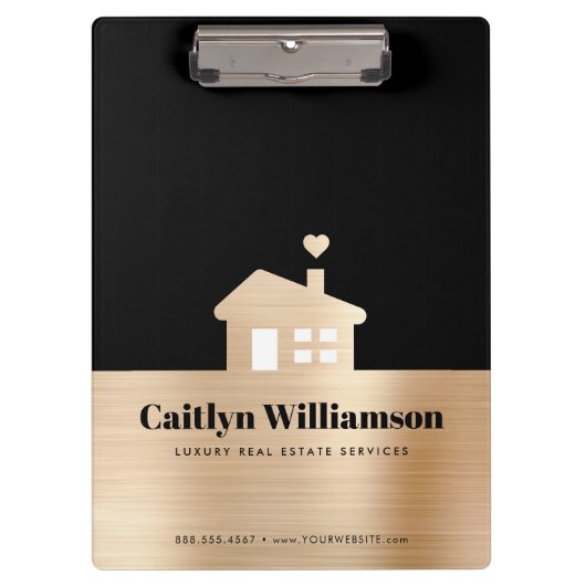 ブラックゴールドフォイル実在エステートブローカーエージェントハウス クリップボード (正面)
