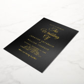 ブラックゴールドフォイル書道シンプルエレガント 箔招待状 (回転した状態)
