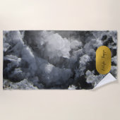 ブラックゴールドフォイル海の結晶の署名スクリプト ビーチタオル (正面)