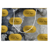 ブラックゴールドフォイル海の結晶の署名スクリプト ラージペーパーバッグ (正面)