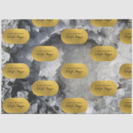 ブラックゴールドフォイル海の結晶の署名スクリプト 薄葉紙