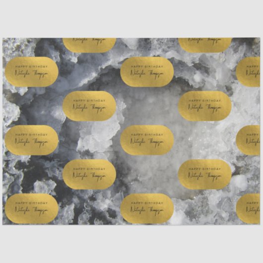 ブラックゴールドフォイル海の結晶の署名スクリプト 薄葉紙 (正面)