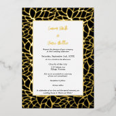 ブラックゴールドフォイル葉結婚式招待状カード 箔招待状 (正面)