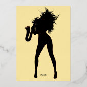 ブラックゴールドフォイル誕生日カードとSaxo Music Girl 箔シーズンカード (裏面)