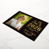 ブラックゴールドフォイル2025年写真卒業 箔招待状 (回転した状態)