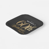 ブラックゴールドフォイル60th誕生日パーティー ペーパープレート (傾斜あり)