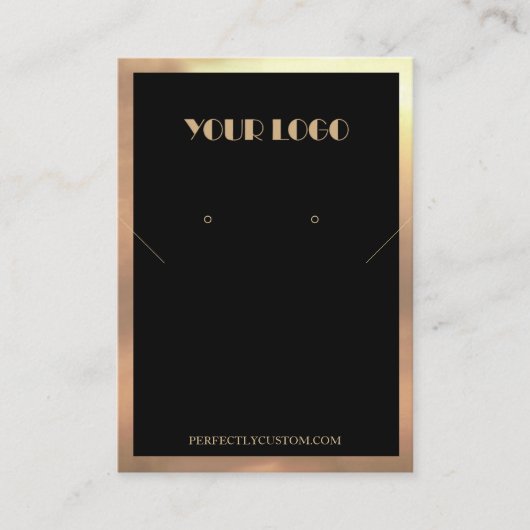 ブラックゴールドフレーム モダン ネックレス イヤリング 名刺 (正面)