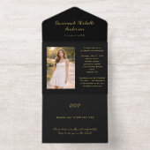 ブラックゴールドホイルフォト 卒業式 オールインワン招待状 (内側)