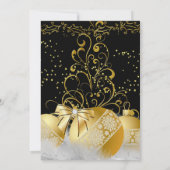ブラックゴールドホワイトビジュー クリスマスホリデーパーティー 招待状 (裏面)